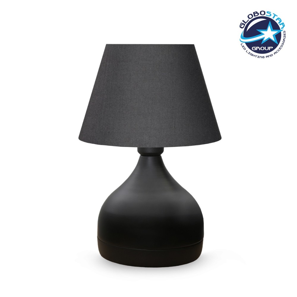 GLOBOSTAR® MICKEY 204-0059 Μοντέρνο Επιτραπέζιο Φωτιστικό Πορτατίφ με Ντουί 1 x E27 AC 220-240V IP20 - Μαύρο - Μ22 x Π22 x Υ30cm